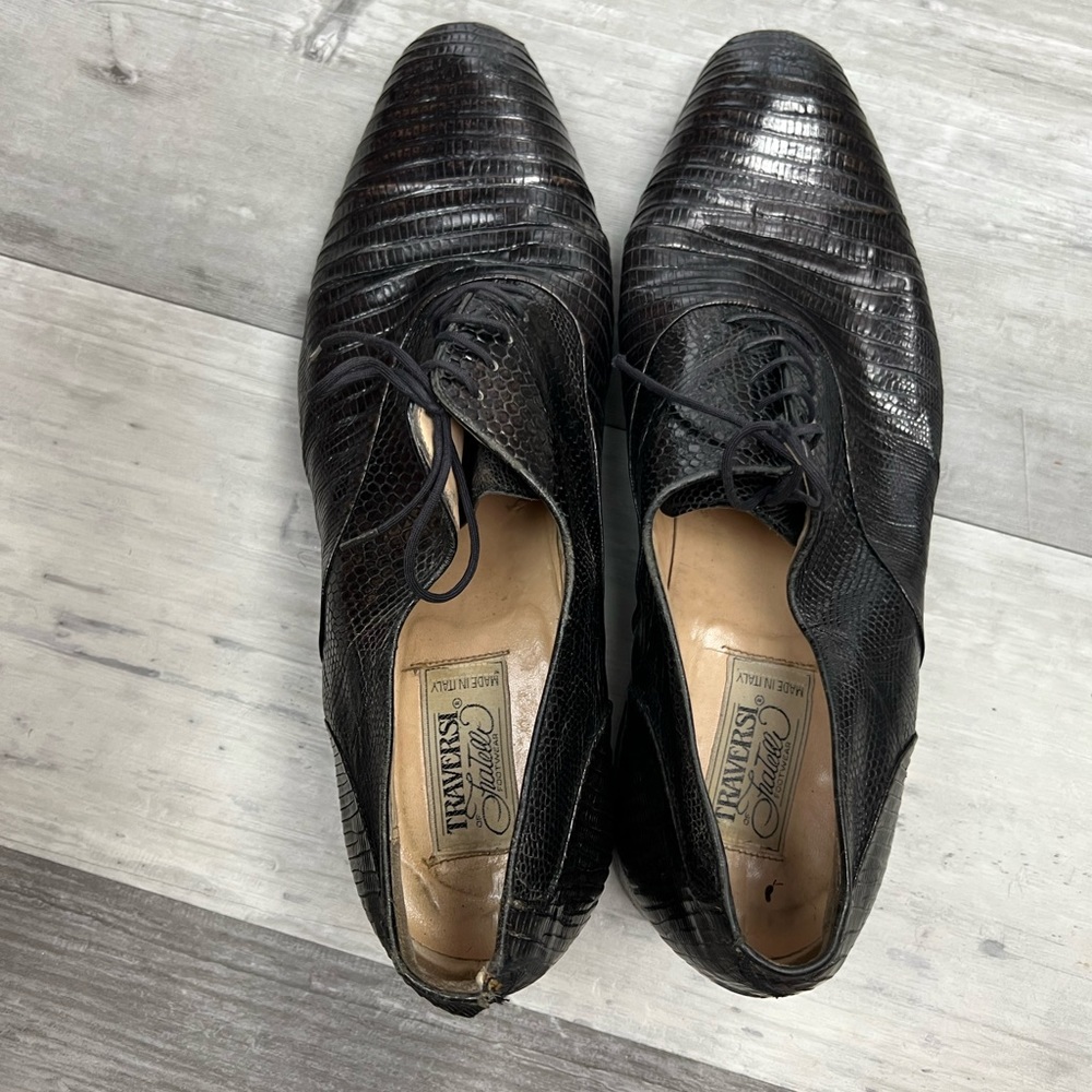 Traversi of Fratelli Dark Brown Lizard Skin Oxfords 9.5 D - Picture 7 of 11